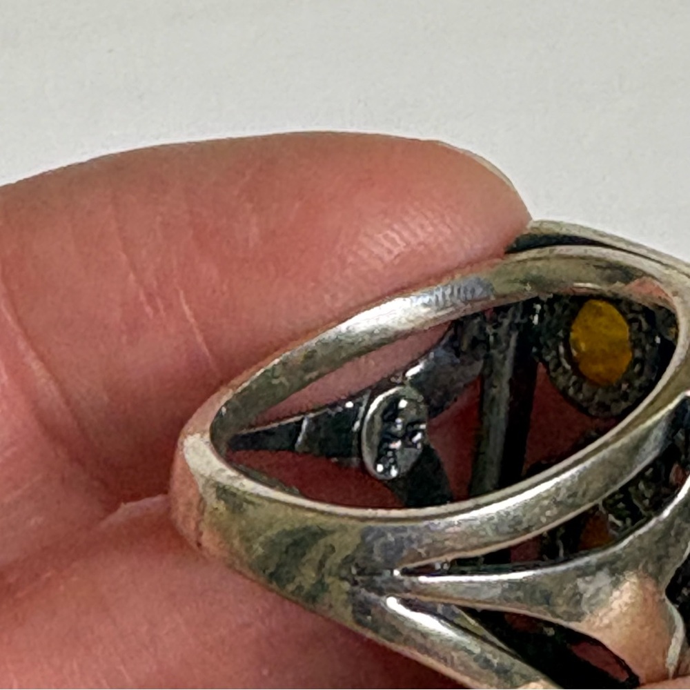 Sterling Silver Square Statement Ring Size 6 - image 4